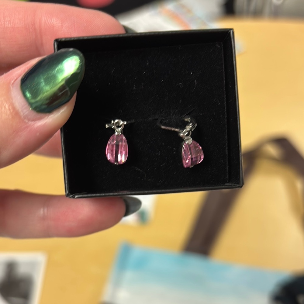 Pink gemstone drop earrings